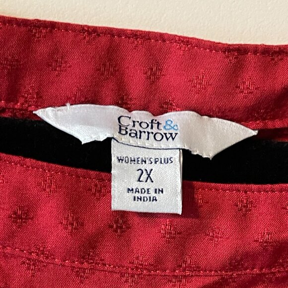 Croft & Barrow Plus Size Popover Textured Rayon Midi Dress Smocked Waist Sleeves - Picture 8 of 8
